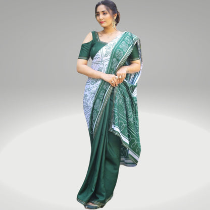 Green Manipuri Silk Printed Saree - SARIVEDA