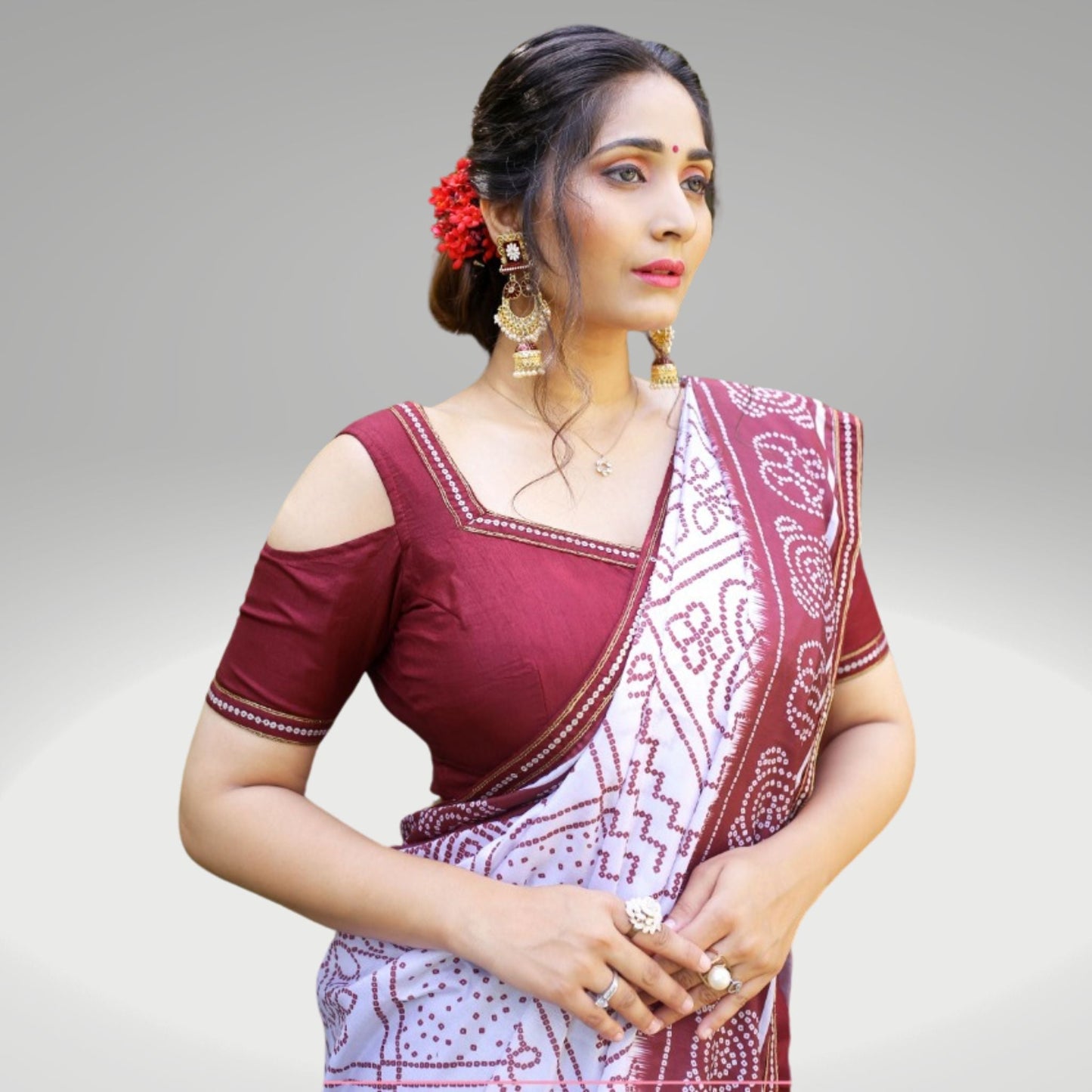 Maroon Manipuri Silk Printed Saree - SARIVEDA